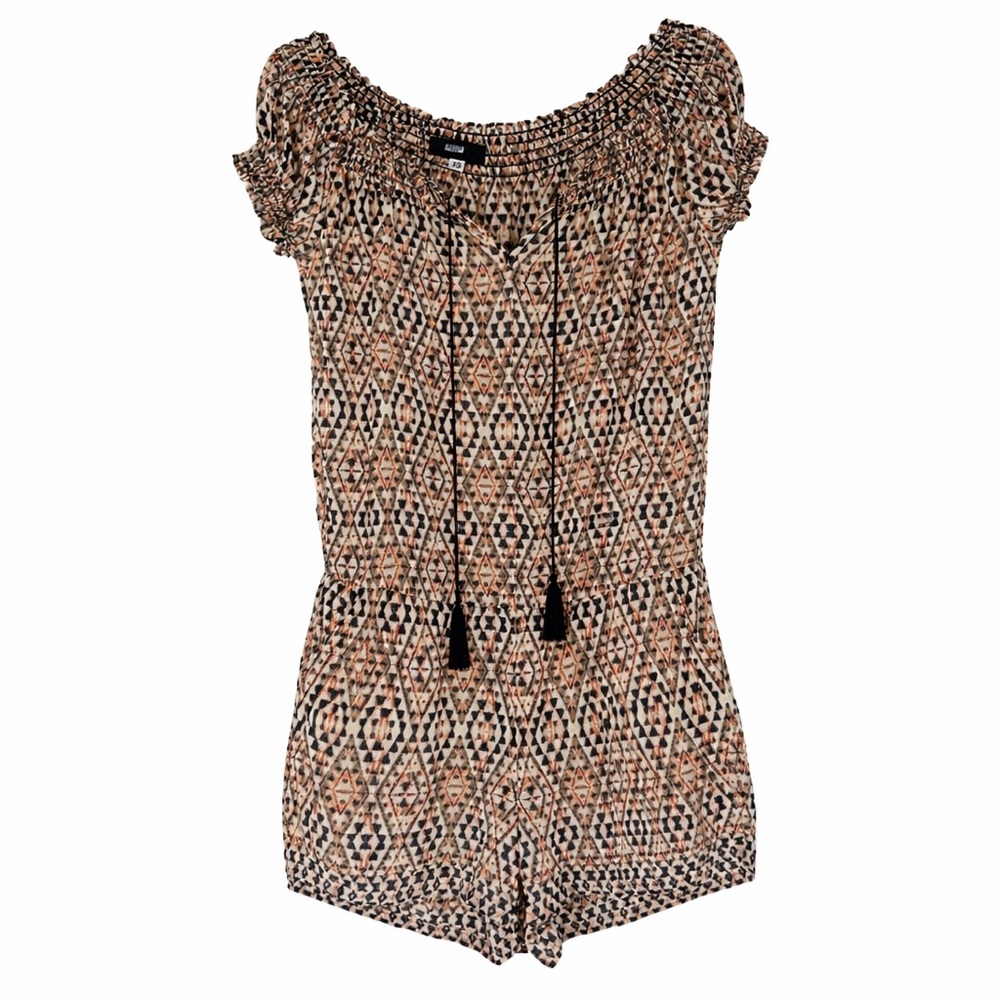 Current Elliott 100% Silk Romper with Tassels and Pockets